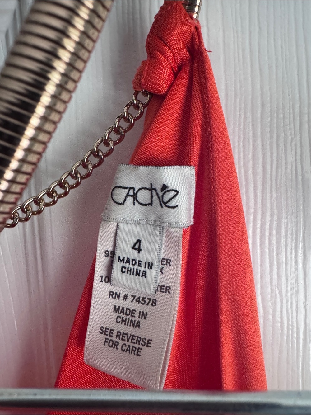 Cache Coral Orange Halter Dress Size 4 Gold Chain Neck Tiered Ruffle Cocktail - Picture 2 of 16